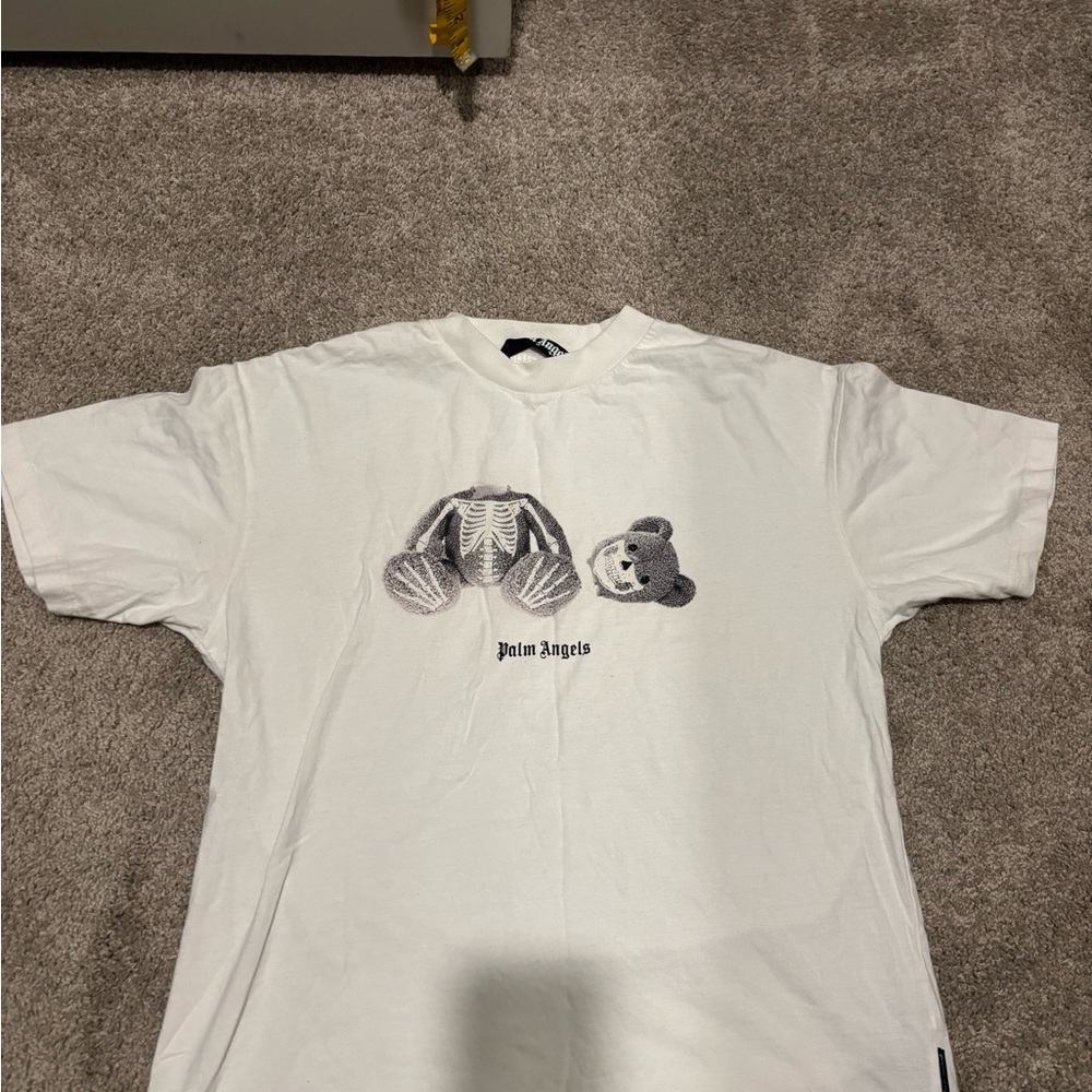 Palm Angels White T-Shirt with Bear Graphic